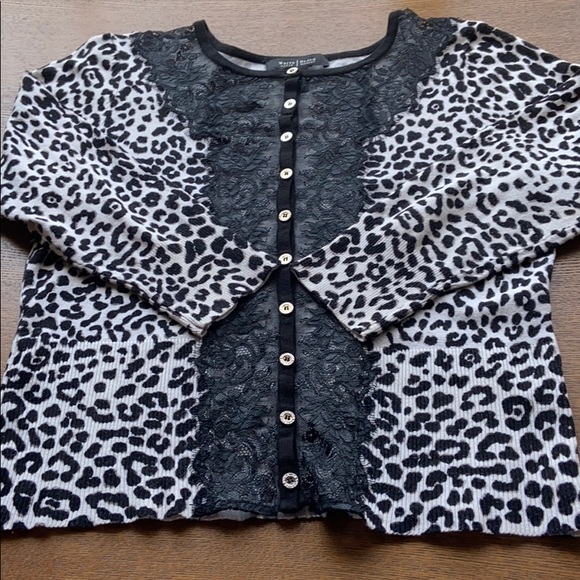 White House Black Market Leopard /Lace Cardigan - Picture 6 of 7